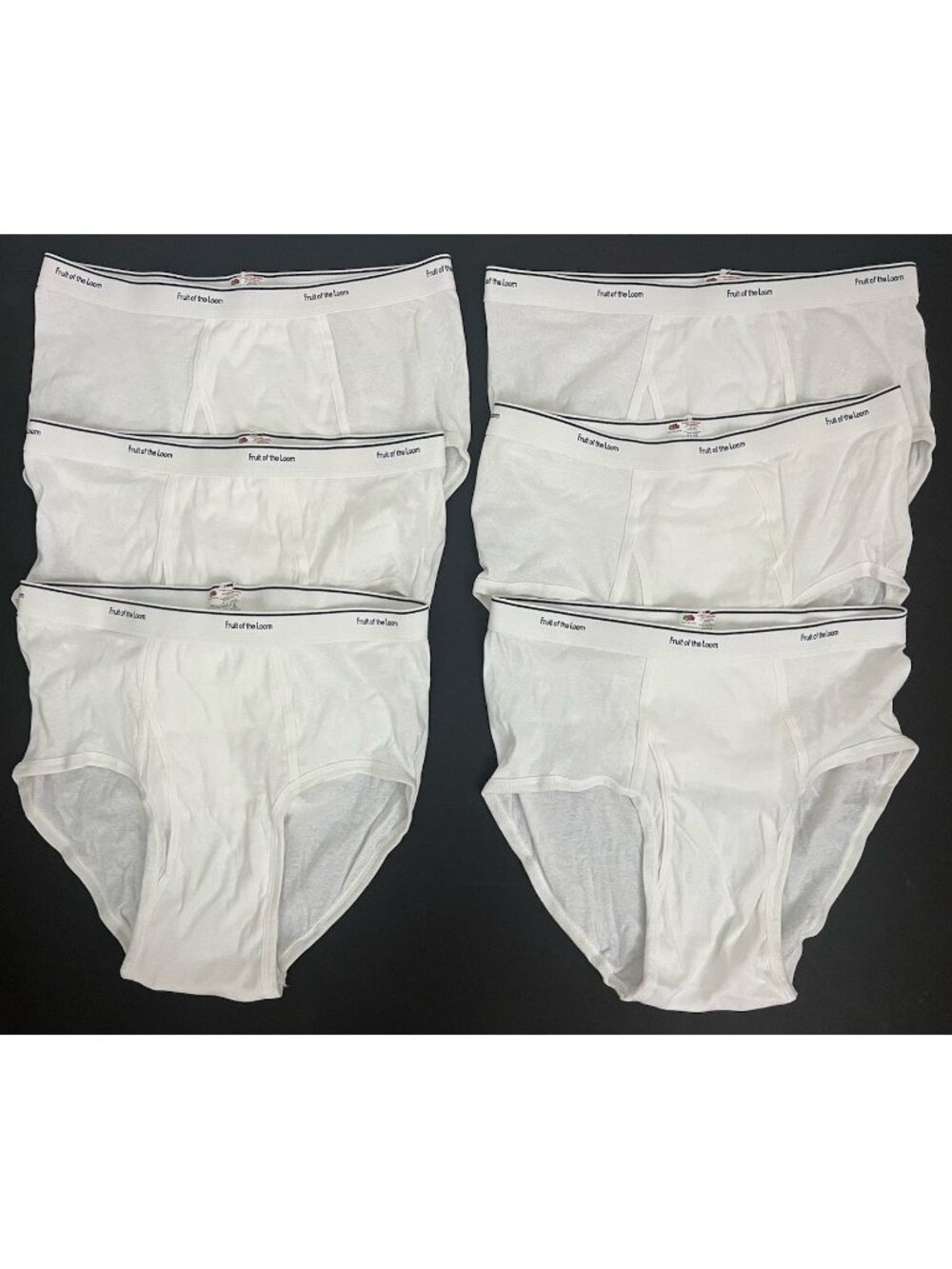 Fruit of the Loom Men's XL 100% Cotton White Briefs 6pr NWOT